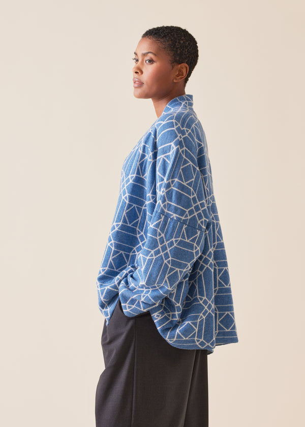 Eskandar Cashmere Knitted Scrunch Shawl Collar Cardigan - Mid