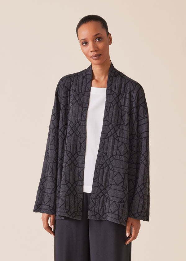 Eskandar Cashmere Knitted Scrunch Shawl Collar Cardigan - Mid