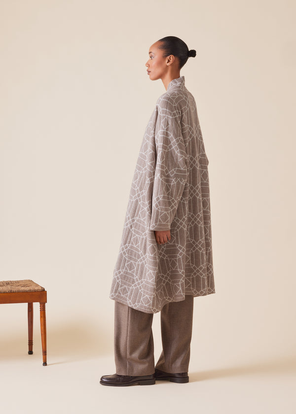 Eskandar Cashmere Knitted Scrunch Shawl Collar Cardigan - Very Long