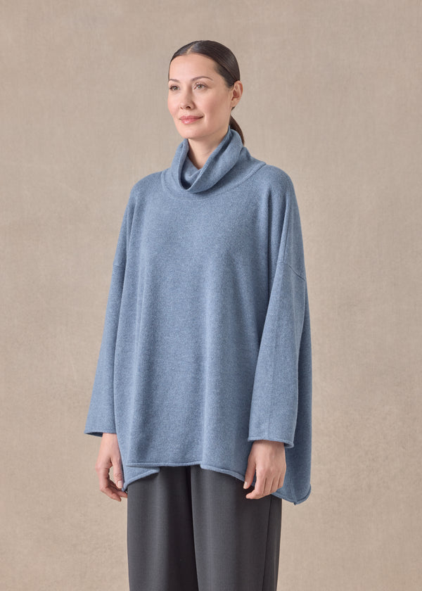 Eskandar Cashmere Knitted Wide A-line Monks Top - Mid Plus