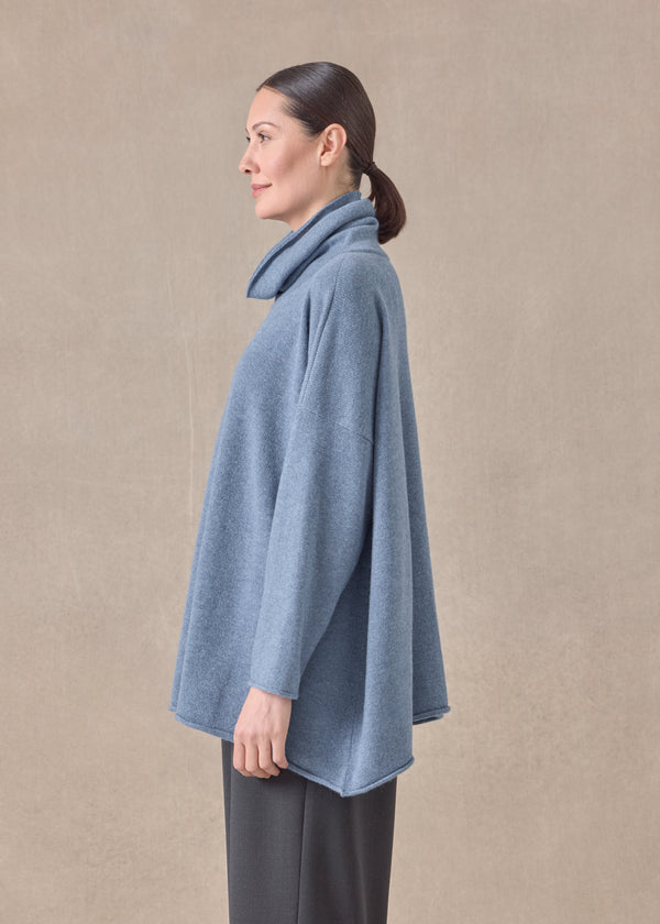 Eskandar Cashmere Knitted Wide A-line Monks Top - Mid Plus
