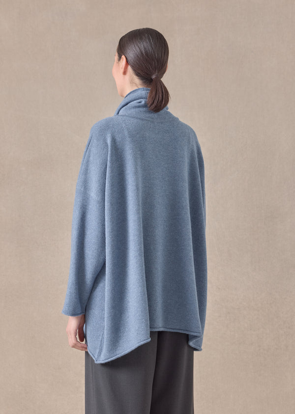 Eskandar Cashmere Knitted Wide A-line Monks Top - Mid Plus
