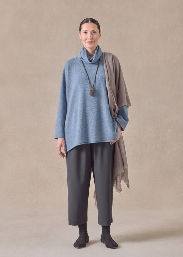 Eskandar Cashmere Knitted Wide A-line Monks Top - Mid Plus