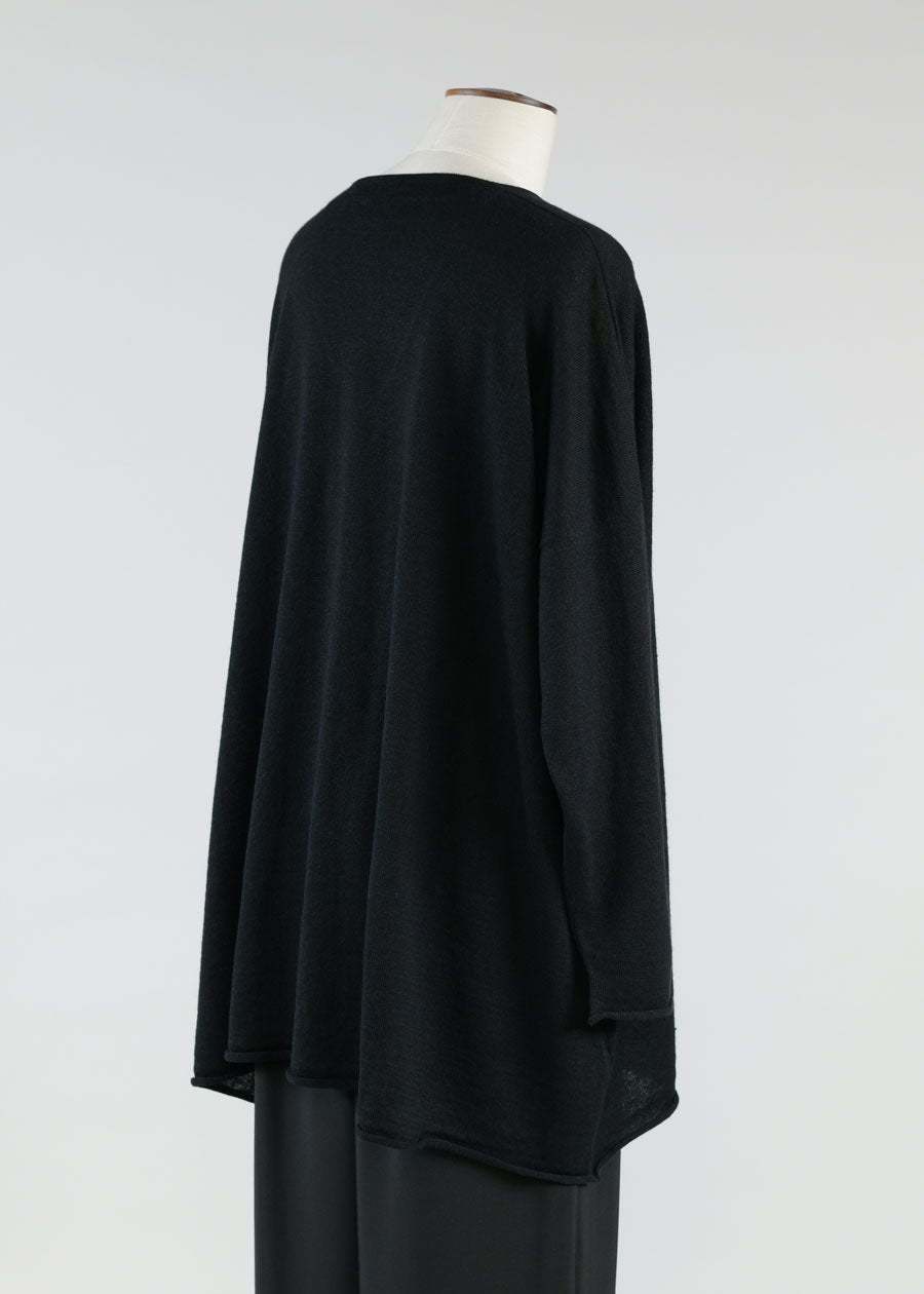 Eskandar Cashmere Linen Mix A-line V Neck Sweater - Long