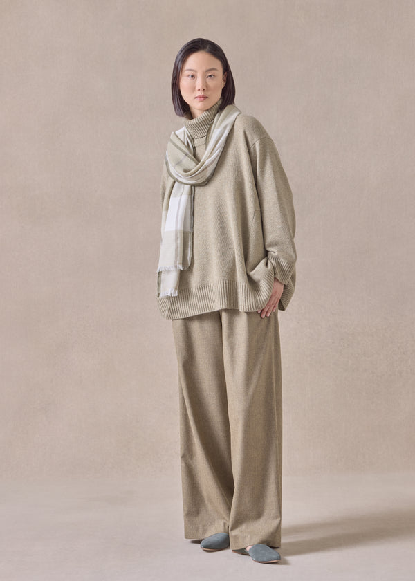 eskandar cashmere panelled a-line roll neck sweater - mid plus