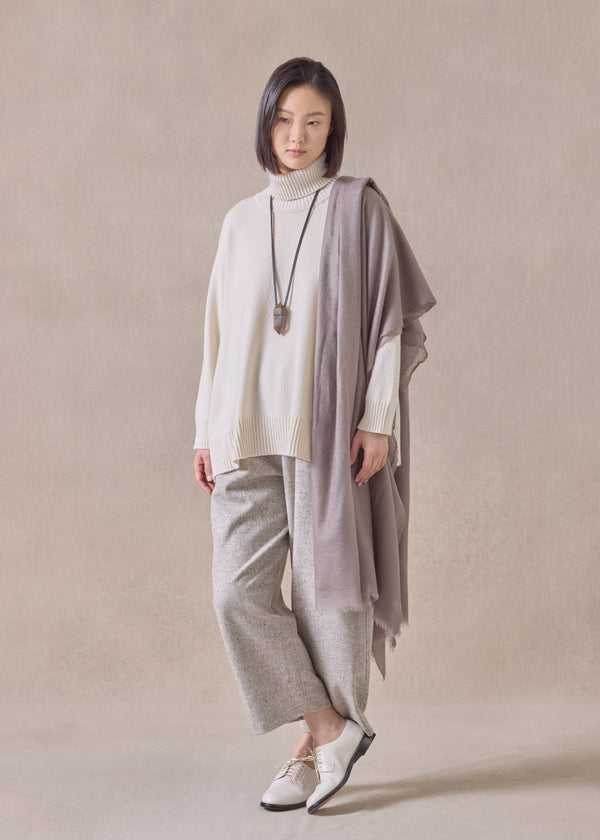 eskandar cashmere panelled a-line roll neck sweater - mid plus