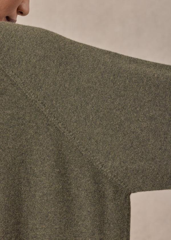 Eskandar Cashmere Raglan Sleeve Round Neck Cardigan - Long