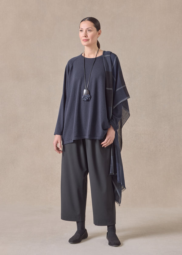 eskandar cashmere raglan sleeve round neck sweater - long