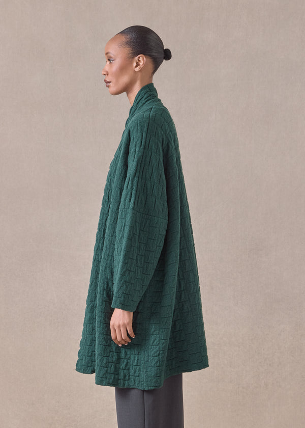 Eskandar Cashmere Scrunch Shawl Collar Cardigan - Long Plus