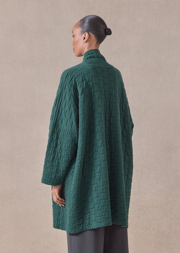 Eskandar Cashmere Scrunch Shawl Collar Cardigan - Long Plus