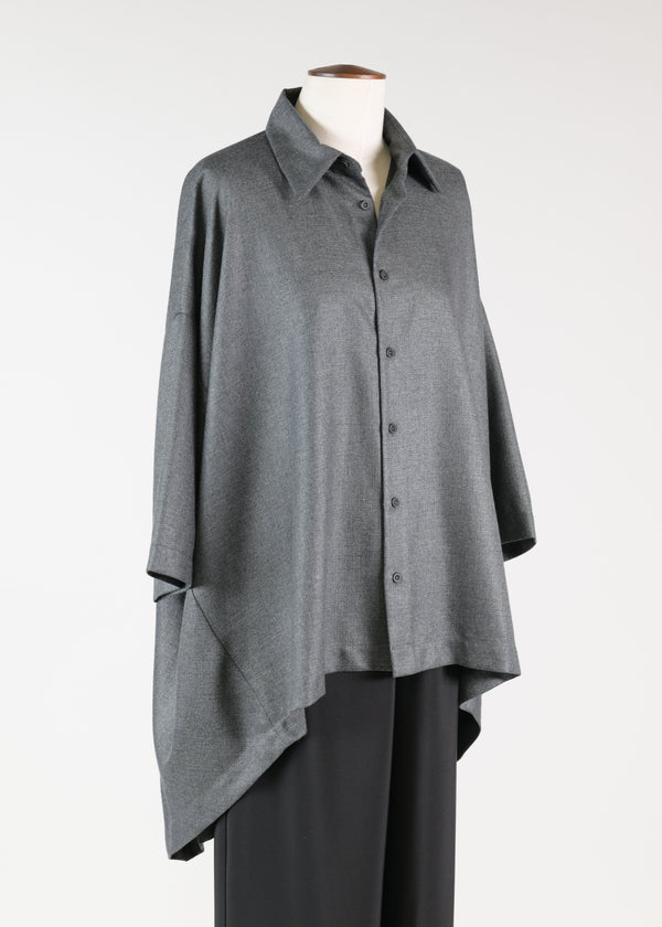 eskandar cashmere sflb short sleeve shirt with collar -mid plus