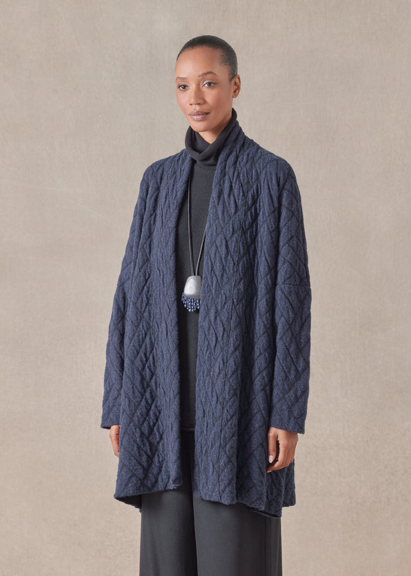 eskandar cashmere shawl collar knit cardigan - long plus