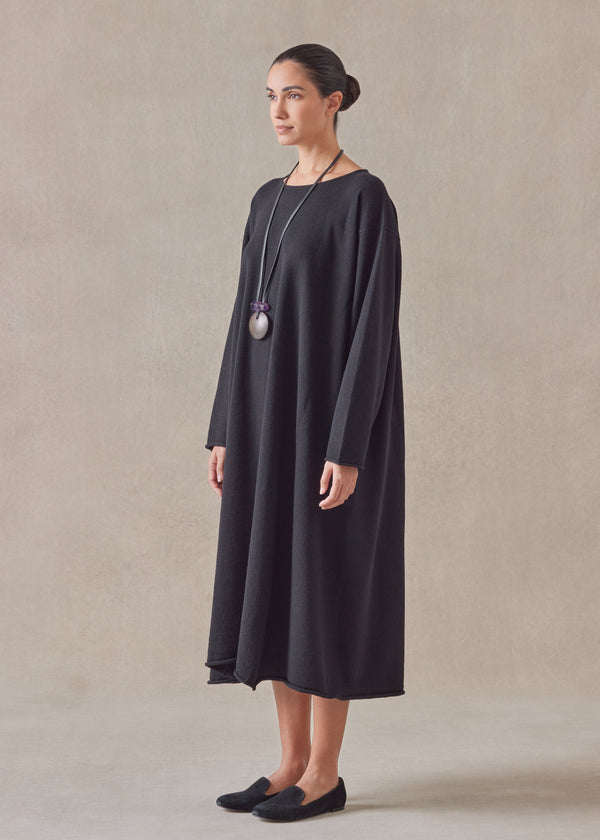 Eskandar Cashmere Side Panelled A-line Bateau Neck Dress