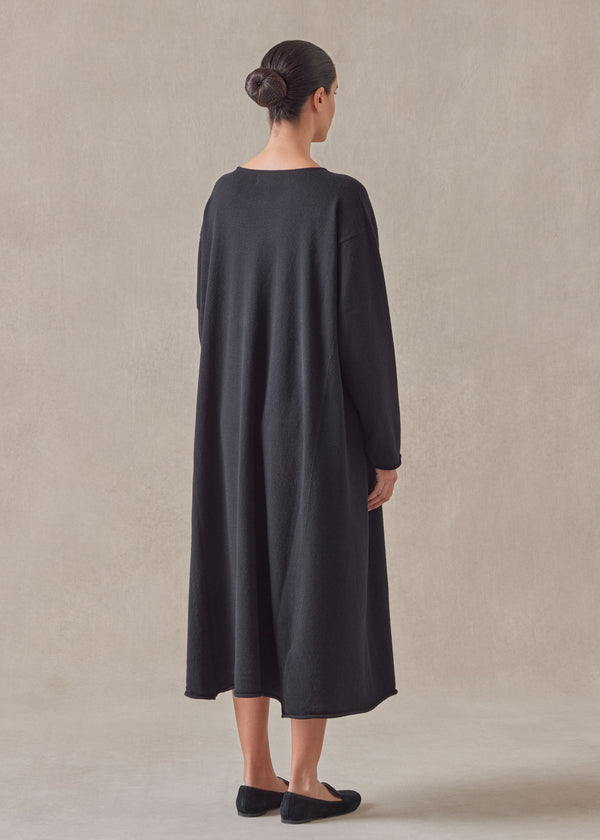Eskandar Cashmere Side Panelled A-line Bateau Neck Dress