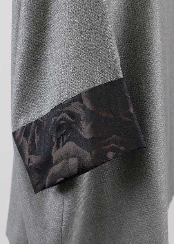 Eskandar Cashmere Silk Mix A-line Scoop Neck 3/4 Sleeve Tunic With Contrast Sleeve Edge - Long