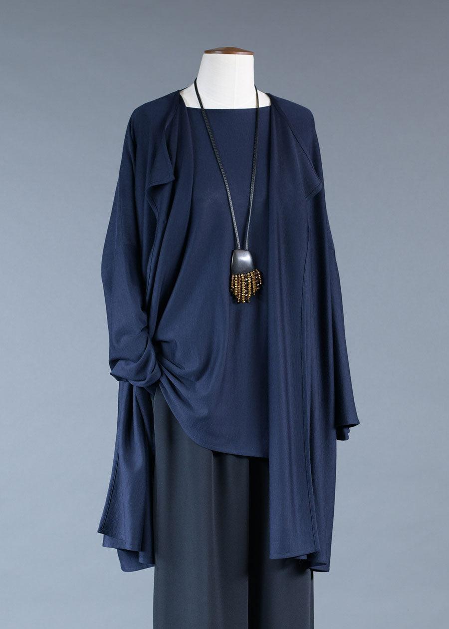 eskandar cashmere silk mix extra wide slim sleeve jacket - long plus