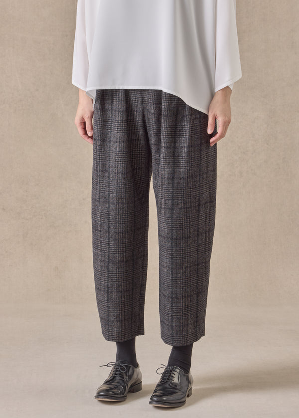 Eskandar Cashmere Silk Wool Mix Cropped Flat Front Pleated Trouser