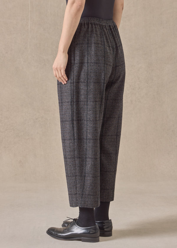 Eskandar Cashmere Silk Wool Mix Cropped Flat Front Pleated Trouser