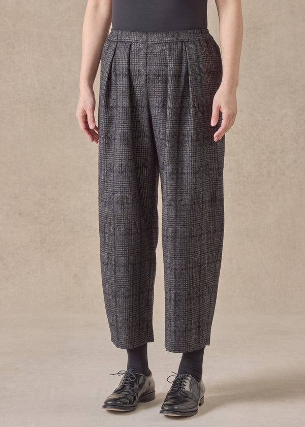 eskandar cashmere silk wool mix cropped flat front pleated trouser