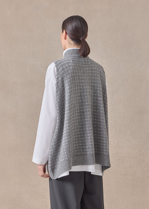 Eskandar Cashmere Sleeveless A-line Cross Over V Neck - Mid Plus