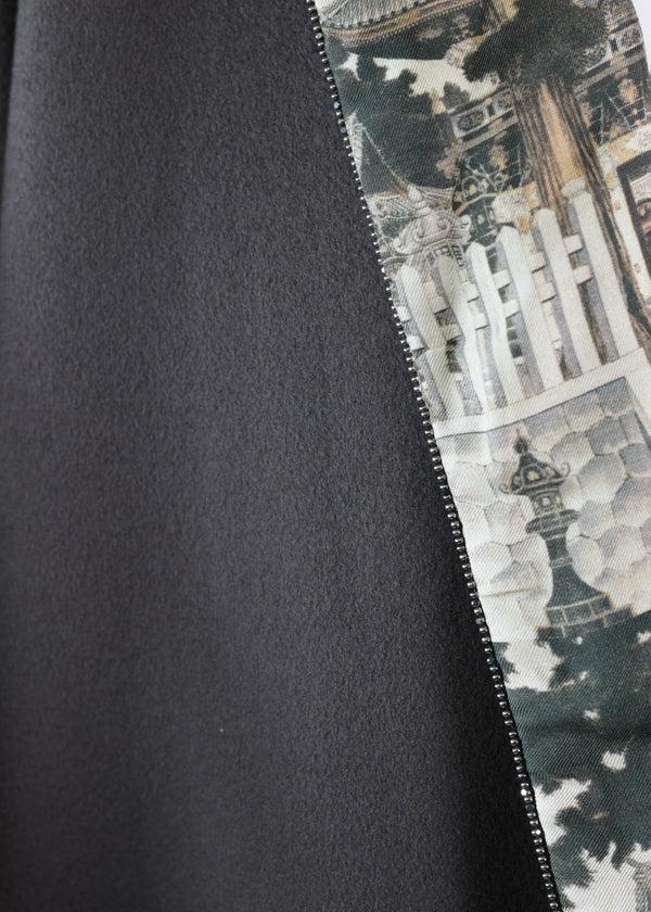 Eskandar Cashmere Slope Shoulder Round Neck Jacket- Lng(3/4 Sleeve)