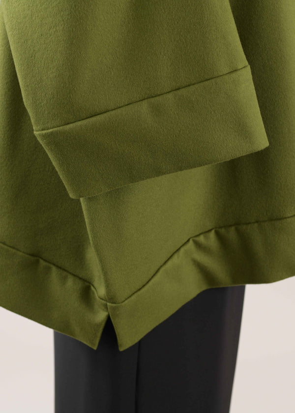 Eskandar Cashmere Sloped Shoulder Scoop Neck Poncho With Hembands - Long