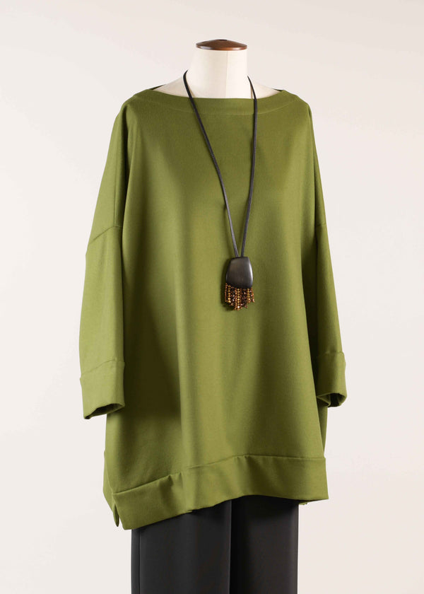 eskandar cashmere sloped shoulder scoop neck poncho with hembands - long