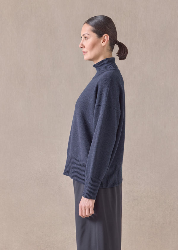 Eskandar Cashmere Small Long Sleeve High Neck Sweater - Mid