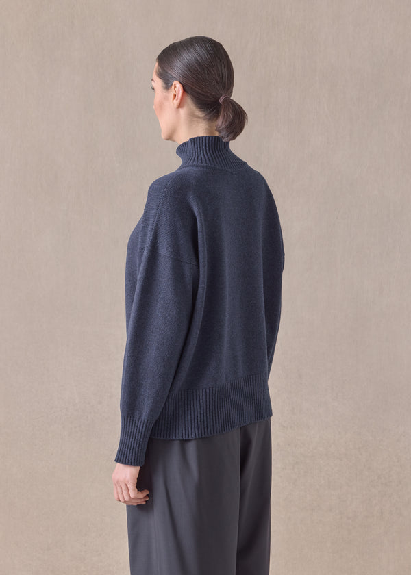 Eskandar Cashmere Small Long Sleeve High Neck Sweater - Mid