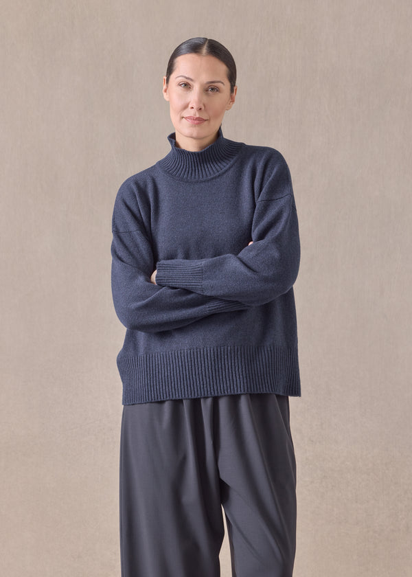 eskandar cashmere small long sleeve high neck sweater - mid