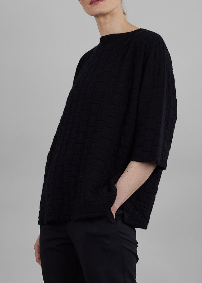 Eskandar Cashmere Small Square 3/4 Sleeve Sweater - Mid Plus