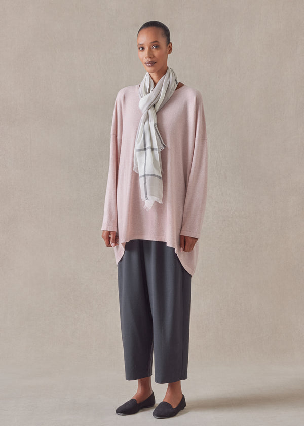 Eskandar Cashmere Smaller Front Larger Back Round Neck Sweater - Long