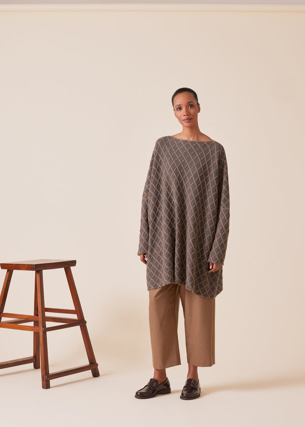 eskandar cashmere square slim sleeve sweater - long plus