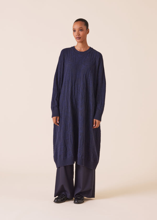 Eskandar Cashmere Wide A-line Round Neck Knit Dress