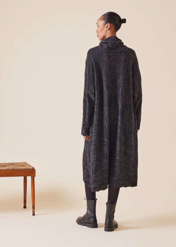 Eskandar Cashmere Wide A-line Scrunch Neck Knit Dress