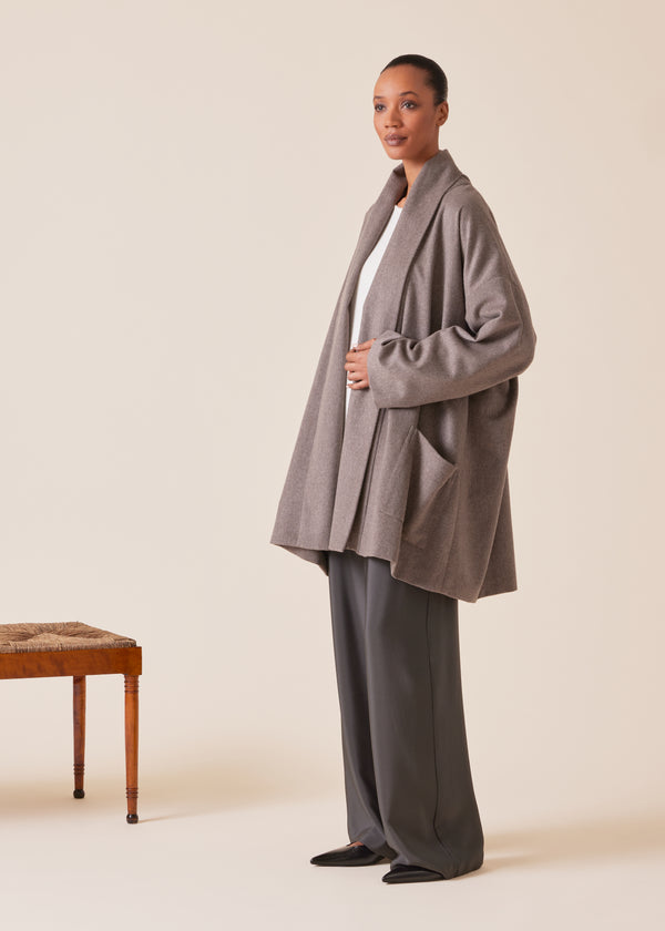 Eskandar Cashmere Wide A-line Shawl Collar Coat - Long Plus