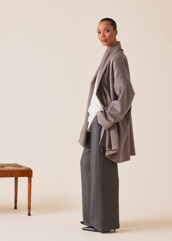 Eskandar Cashmere Wide A-line Shawl Collar Coat - Long Plus