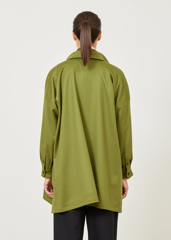 Eskandar Cashmere Wide A-line Shirt Jacket With Collar - Long Plus