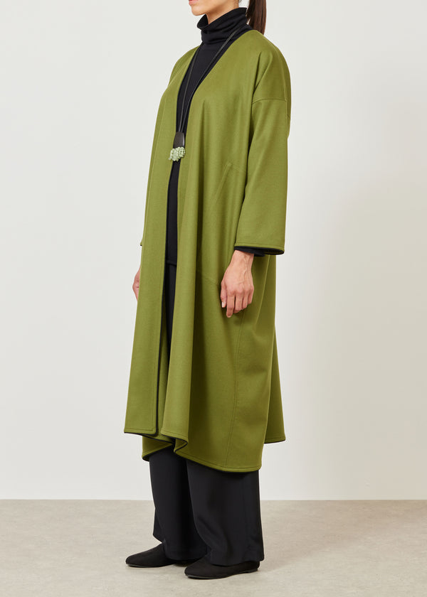 eskandar cashmere wide a-line v-neck coat (with piped edge)