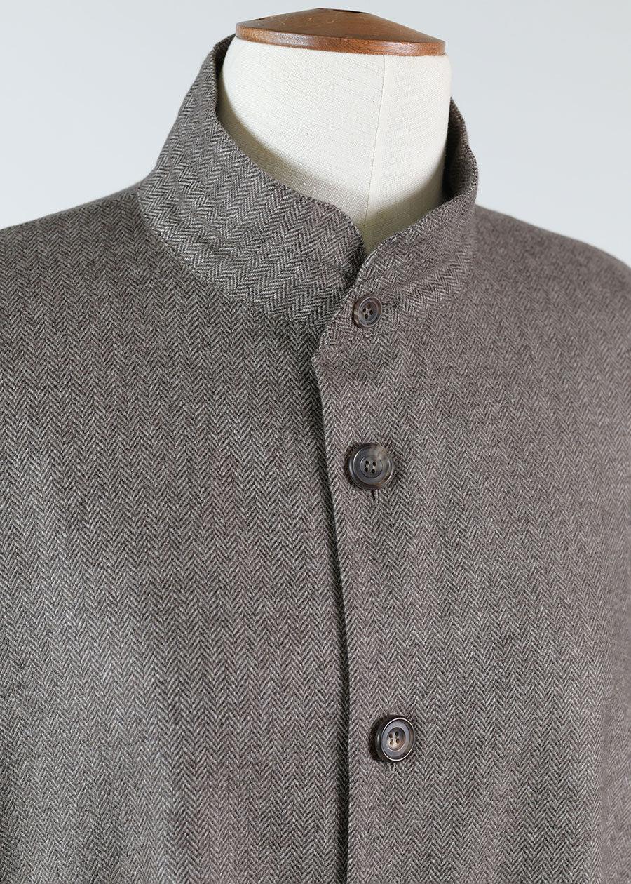 Eskandar Cashmere Wide Longer Back Double Stand Collar Jacket - Long