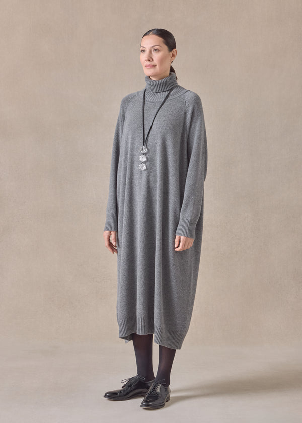 Eskandar Cashmere Wide Raglan Sleeve Roll Neck Dress