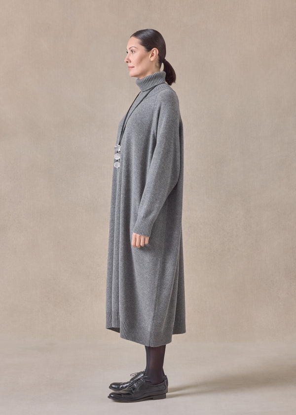 Eskandar Cashmere Wide Raglan Sleeve Roll Neck Dress