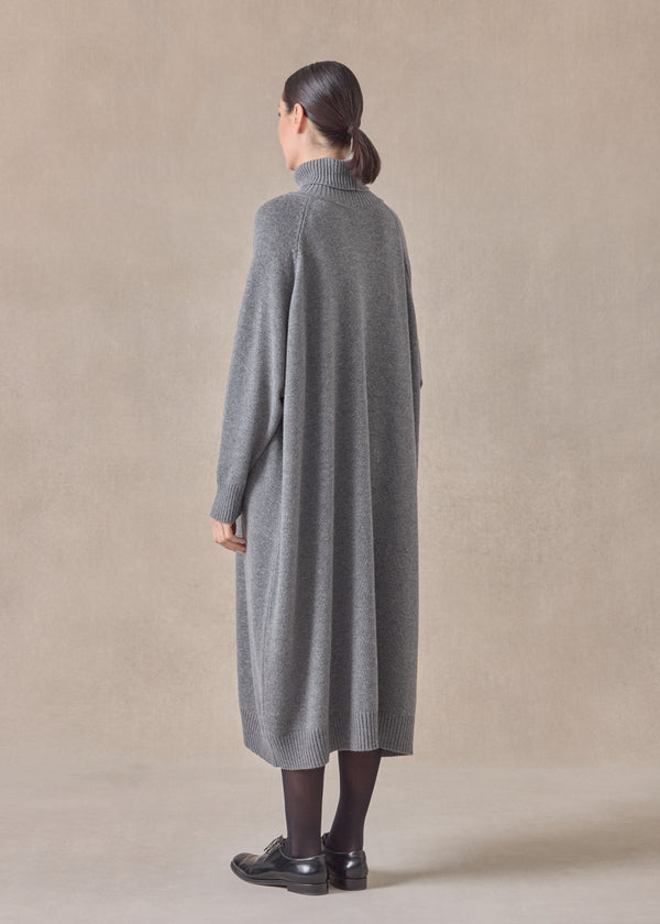 Eskandar Cashmere Wide Raglan Sleeve Roll Neck Dress