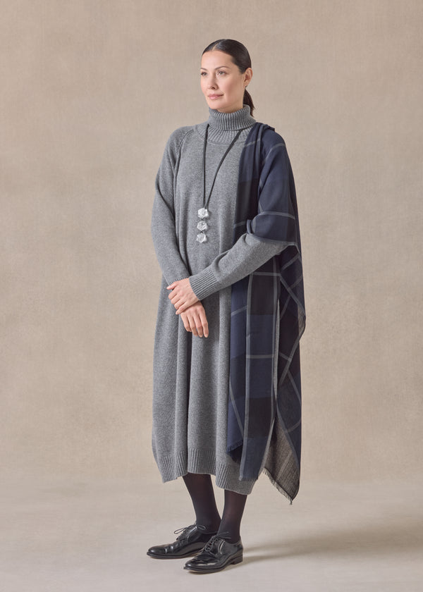 eskandar cashmere wide raglan sleeve roll neck dress