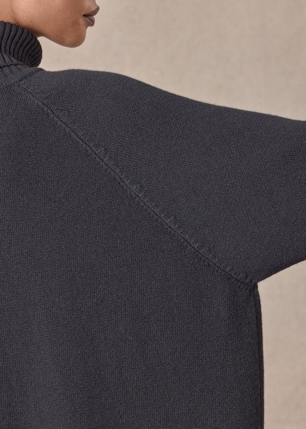 Eskandar Cashmere Wide Raglan Sleeve Roll Neck Sweater - Long