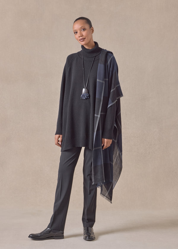 eskandar cashmere wide raglan sleeve roll neck sweater - long