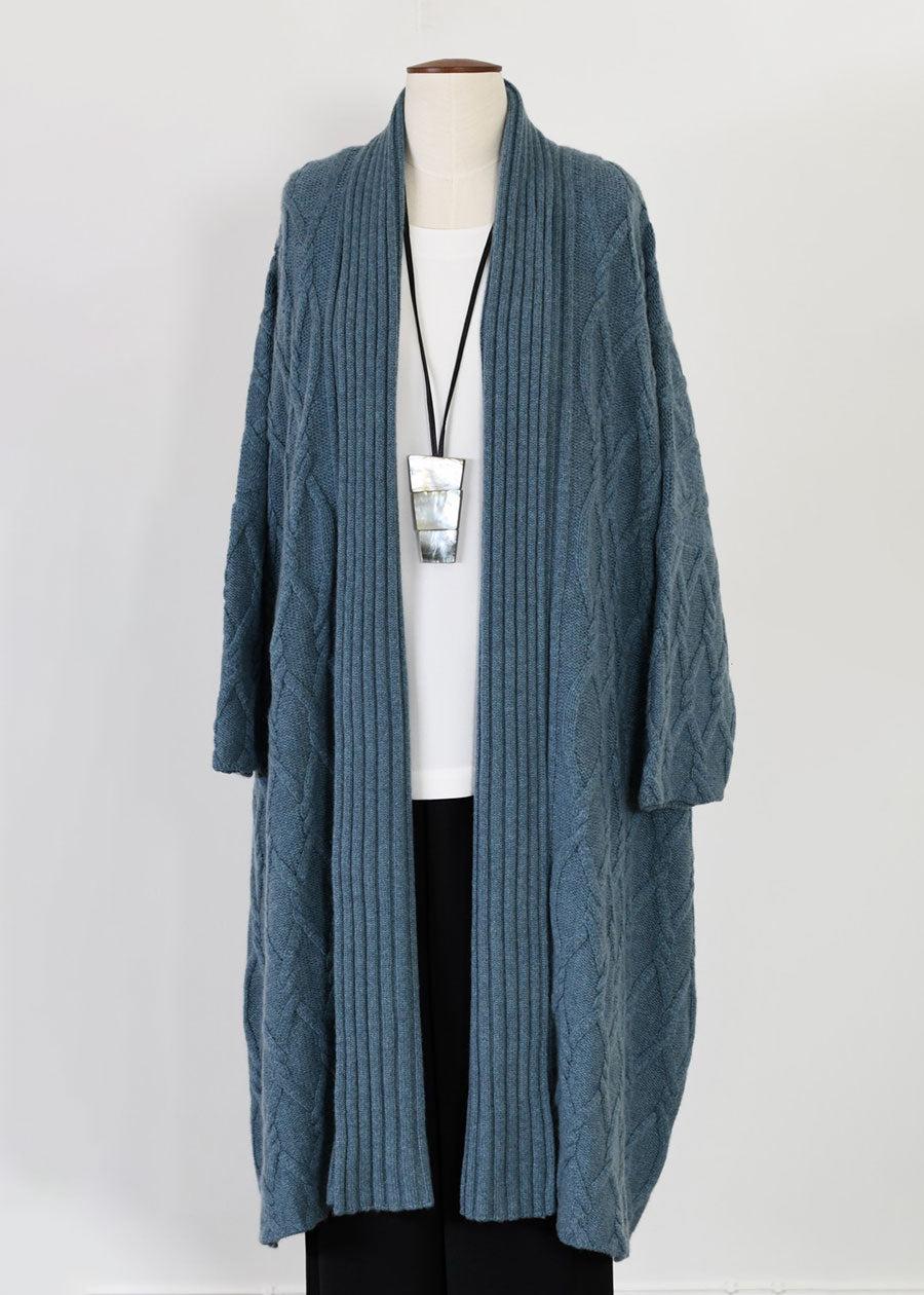 eskandar cashmere wide shawl collar cardigan - 3/4 length