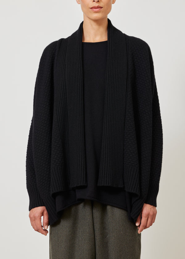 Eskandar Cashmere Wide Shawl Collar Knit Cardigan - Long