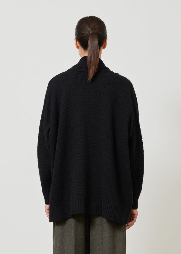 Eskandar Cashmere Wide Shawl Collar Knit Cardigan - Long