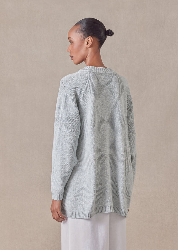 Eskandar Cotton 3/4 Width Round Neck Sweater - Mid Plus